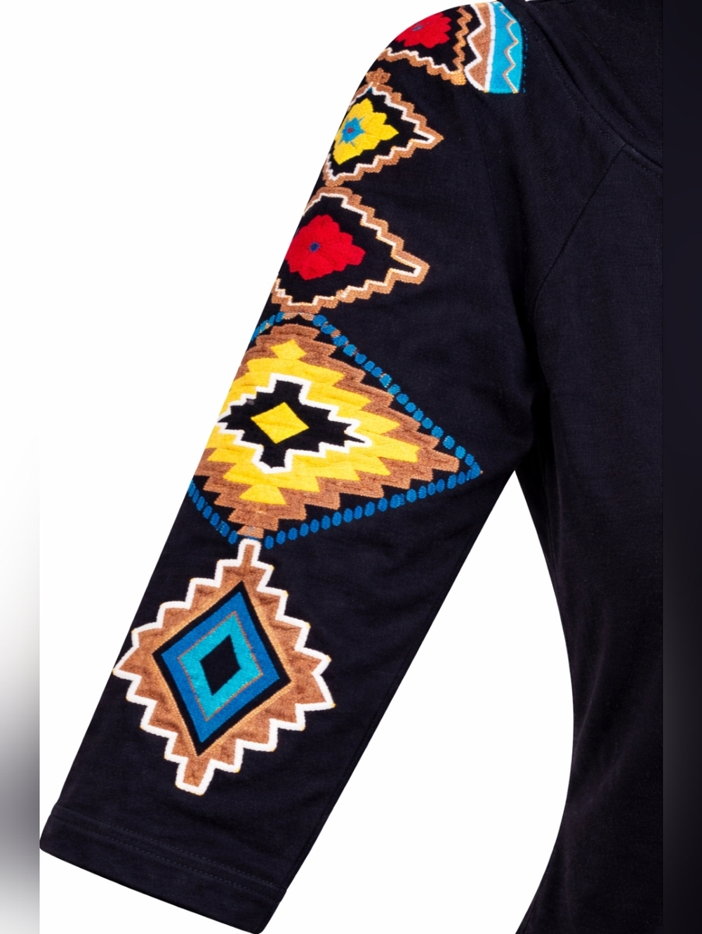 Vintage Southwestern Embroidered Beaded Western Top XS Musketeer Aztec Boho - Picture 4 of 9